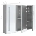 Armoire de salle de bain à miroir LED Gris béton 89x14x62 cm
