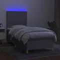 cadre de lit et matelas et LED Gris clair 100x200 cm