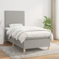 cadre de lit avec matelas Gris clair 100x200cm Tissu