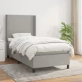 cadre de lit avec matelas Gris clair 100x200cm Tissu