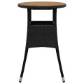 Table de jardin Ø60x75 cm Acacia et résine tressée Noir