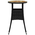 Table de jardin Ø60x75 cm Acacia et résine tressée Noir