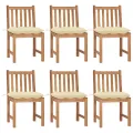 Chaises de jardin 6 pcs avec coussins Bois de teck massif