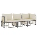 Salon de jardin 3 pcs avec coussins anthracite résine tressée
