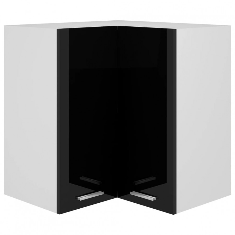 Armoire d'angle suspendue Noir brillant 57x57x60 cm Aggloméré