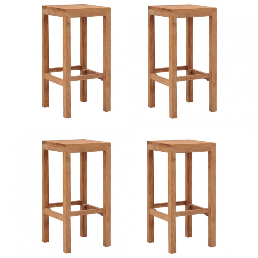 Tabourets de bar lot de 4 bois de teck massif