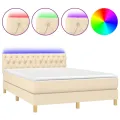 cadre de lit avec matelas LED Crème 140x200 cm Tissu