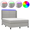 cadre de lit matelas LED Gris clair 140x190 cm Tissu
