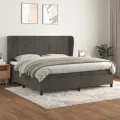 cadre de lit et matelas Gris foncé 200x200cm Velours