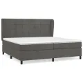 cadre de lit et matelas Gris foncé 200x200cm Velours