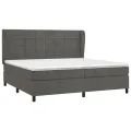 cadre de lit et matelas Gris foncé 200x200cm Velours