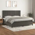 cadre de lit et matelas Gris foncé 200x200cm Velours