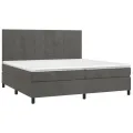 cadre de lit et matelas Gris foncé 200x200cm Velours