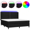 cadre de lit matelas LED Noir 180x200 cm Tissu