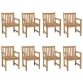 Chaises de jardin 8 pcs avec coussins noir Bois de teck solide