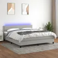cadre de lit matelas LED Gris clair 160x200 cm Tissu
