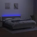 cadre de lit matelas LED Gris clair 160x200 cm Tissu