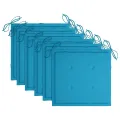 Chaises de jardin 6 pcs avec coussins bleu Bois de teck massif