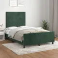Cadre de lit avec tête de lit Vert foncé 120x200 cm Velours