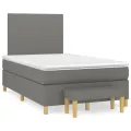 cadre de lit avec matelas Gris foncé 120x200cm Tissu