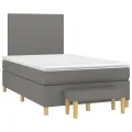 cadre de lit avec matelas Gris foncé 120x200cm Tissu