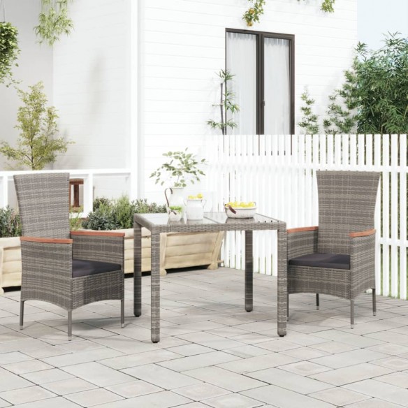 Chaises de jardin avec coussins 2 pcs Résine tressée Gris