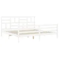 Cadre de lit avec tête de lit blanc 200x200 cm bois massif