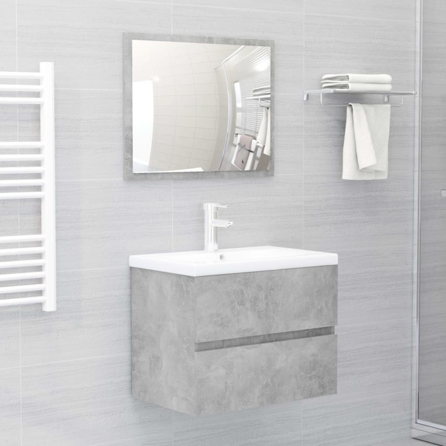 Ensemble de meubles de salle de bain 2 pcs Gris béton Aggloméré