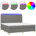 cadre de lit et matelas et LED Gris foncé 200x200 cm