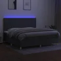 cadre de lit et matelas et LED Gris foncé 200x200 cm