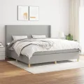 cadre de lit avec matelas Gris clair 200x200cm Tissu
