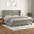 cadre de lit et matelas Gris clair 200x200cm Velours