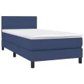cadre de lit avec matelas LED Bleu 100x200 cm Tissu