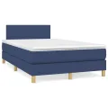 cadre de lit avec matelas Bleu 120x200 cm Tissu