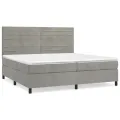 cadre de lit et matelas Gris clair 200x200cm Velours