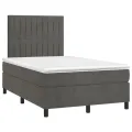 cadre de lit et matelas Gris foncé 120x200cm Velours