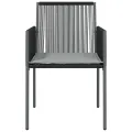 Chaises de jardin et coussins lot de 4 noir 54x60,5x83,5 cm