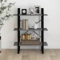Bibliothèque à 3 niveaux Gris 80x30x105 cm Bois de pin massif