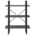 Bibliothèque à 3 niveaux Gris 80x30x105 cm Bois de pin massif