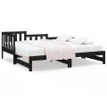 Lit coulissant Noir 2x(80x200) cm Bois de pin massif