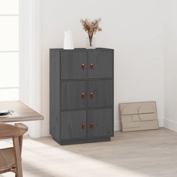 Buffet haut Gris 67x40x108,5 cm Bois massif de pin