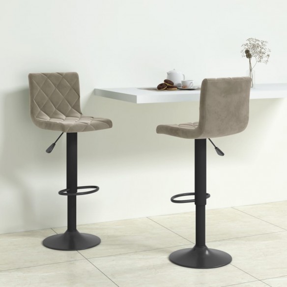 Tabourets de bar 2 pcs Gris clair Velours