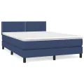 cadre de lit avec matelas Bleu 140x200 cm Tissu