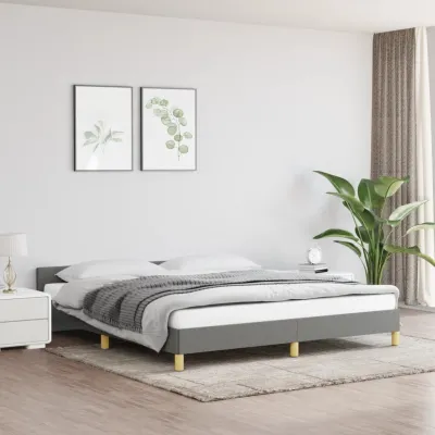 Cadre de lit avec tête de lit Gris foncé 160 x 200 cm Tissu