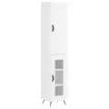 Buffet haut Blanc brillant 34,5x34x180 cm Bois d'ingénierie