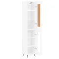 Buffet haut Blanc brillant 34,5x34x180 cm Bois d'ingénierie