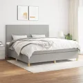 cadre de lit avec matelas Gris clair 200x200cm Tissu