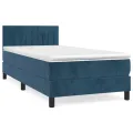cadre de lit et matelas Bleu foncé 80x200 cm Velours