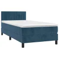 cadre de lit et matelas Bleu foncé 80x200 cm Velours