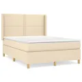 cadre de lit avec matelas Crème 140x190 cm Tissu